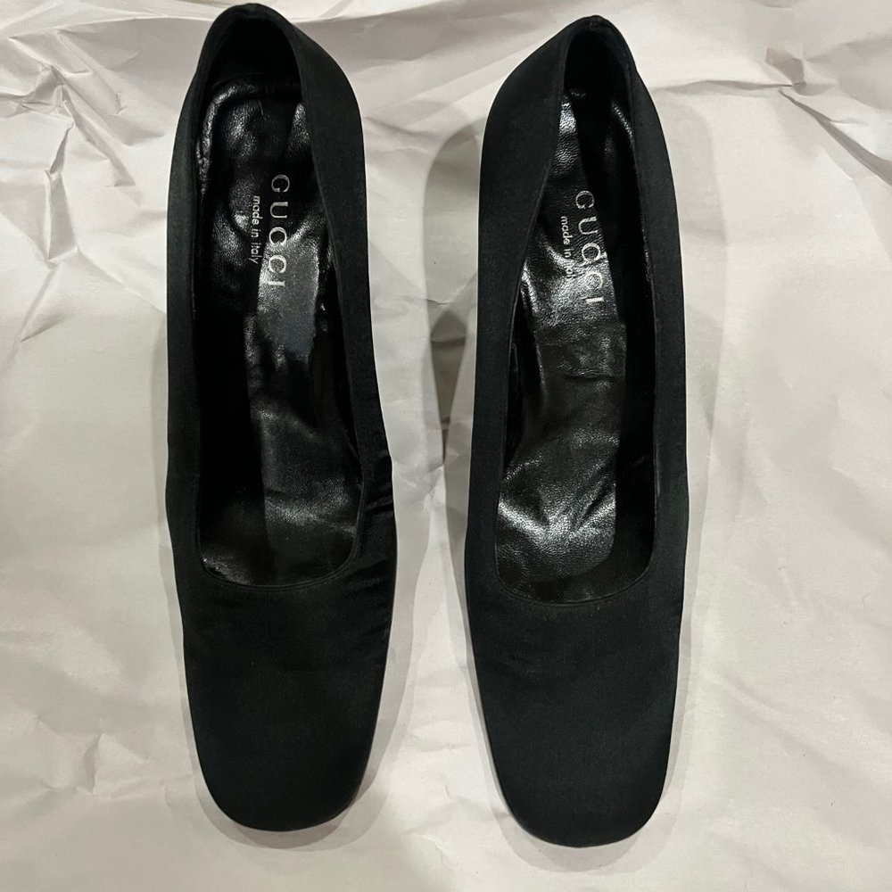 Gucci Vintage Satin Block Heels
